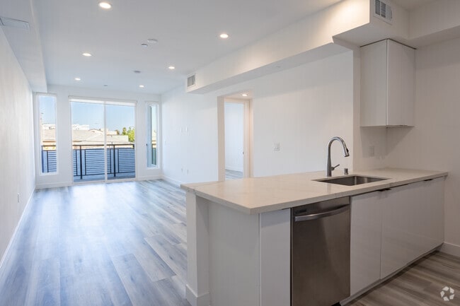 1BR, 1BA Kitchen and Living Room