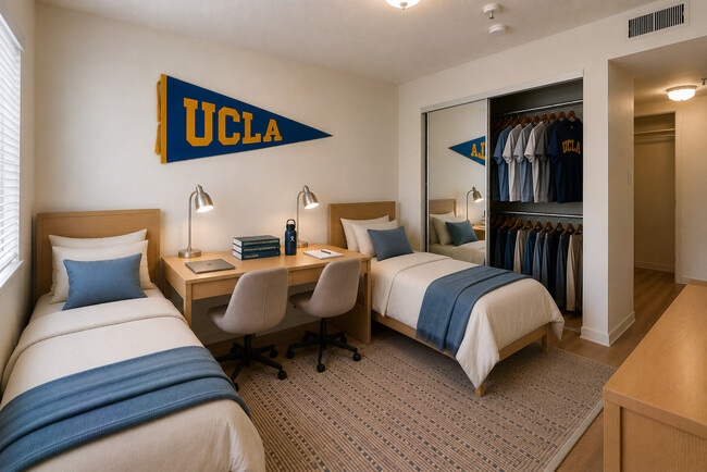Bedroom 1 H layout 2 beds - Veteran Plaza