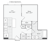 1 BR X 1 BA - B Floorplan