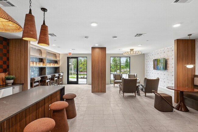 Social Lounge - Elevated resident social space for relaxing, entertaining friends and gathering with neighbors.