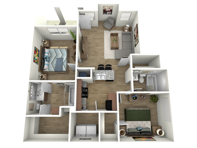 BB1 Floorplan - 2 Bed, 2 Bath