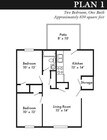 Plan 1 - 2 bed, 1 bath