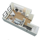 Studio, 1 Bath- E