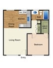 2D Rendering of a 1 Bed Floor Plan