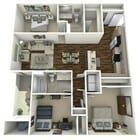 Three bedroom, two bath, 1,238 square foot apartment home