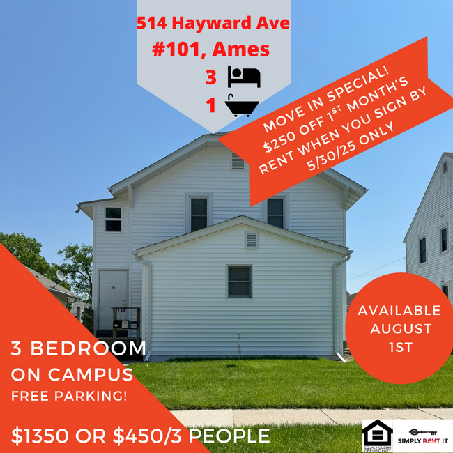 Building Photo - Tri-Plex, 2 and 3 Bedrooms On Campus! Avai... Unit 101 Rental