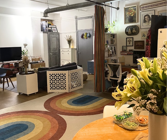 Open living space, looking from kitchen into living room. - 108 W 2nd St Unit #212
