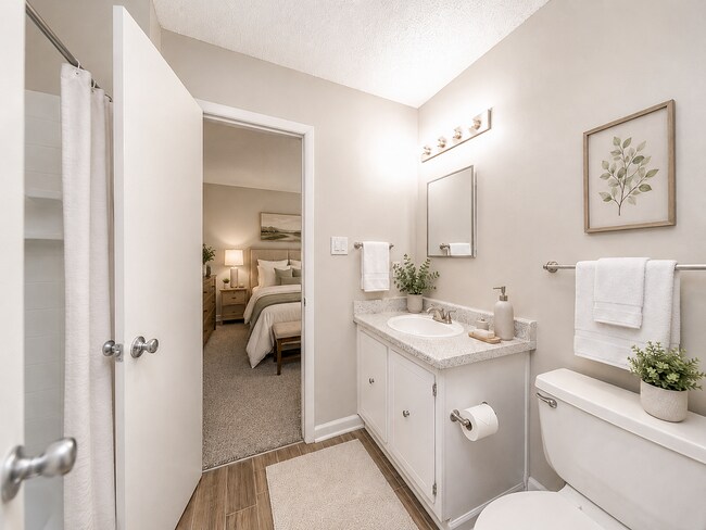 Bright bathroom with bathtub