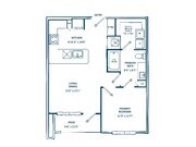 A1D | 1 dormitorio, 1 baño | 715 pies cuadrados