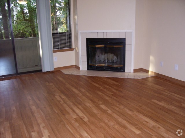 Living room fireplace - Inglewood Forest Apartments