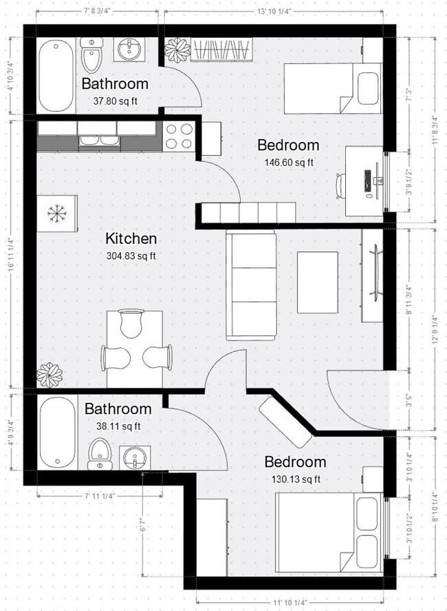 Photo - Private 2BR/2BA Suite at Campus Edge Unit 2-105