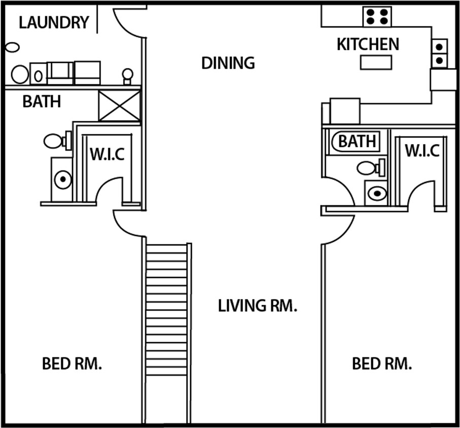 Floor Plan - 2 Bedroom - First Floor - Garage