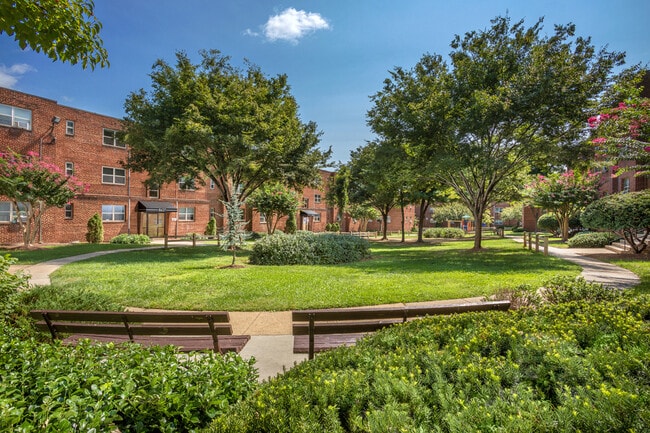 Beautiful courtyards at Goodacre & Pine Ridge Apartments in Silver Spring, MD
