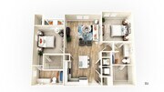 Explore the contemporary design of this spacious apartment, combining style and functionality.