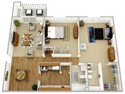 3D Floorplan - 2 Bedroom rev2