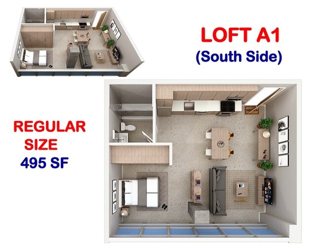Loft A1 - 495 SF (South Side)