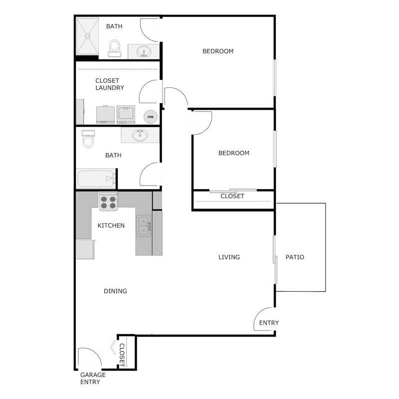 Floor Plan - Two bedrooms Two Bathrooms Lower