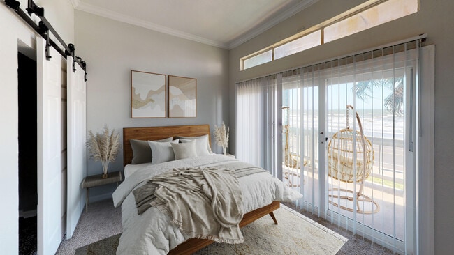MASTER BEDROOM W/PATIO ACCESS - Oceanfront Lofts