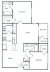 Two Bedroom Two Bath (1,070 SF)