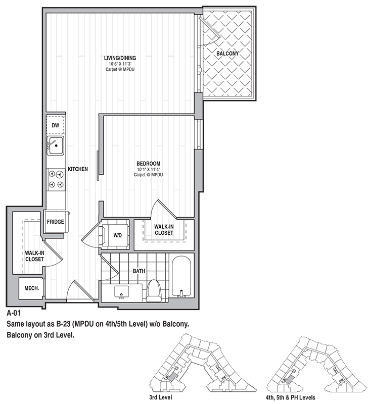 Floor Plan - 1 Bed 1 Bath 611 C