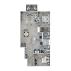 Dos habitaciones, dos baños (1219 pies cuadrados)