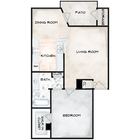 1 bd 654 sq ft