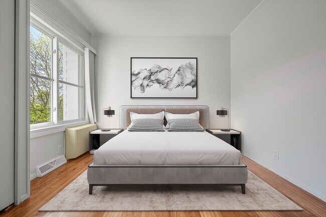 Bedroom #2 - from a front view near doorway with bed and decor ( VS)1 - Taunton Gardens