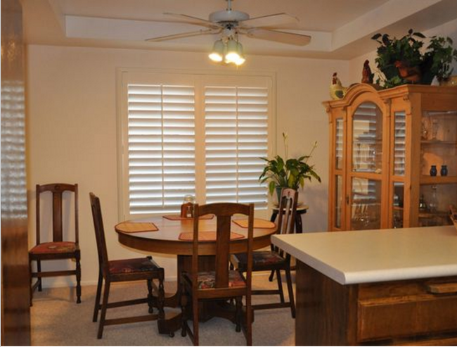 Pre-refurbished Dining Room with furniture for spatial reference - 285 S Sierra Madre Blvd Unit CondoNewlyRefurbished