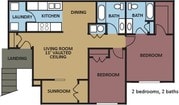 Two Bedroom Upstairs w/ Sunroom