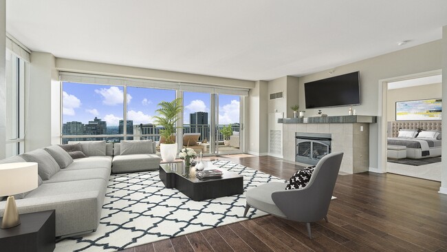 Lounge in front of your panoramic windows, or snuggle up by your personal fire place! - Flair Tower