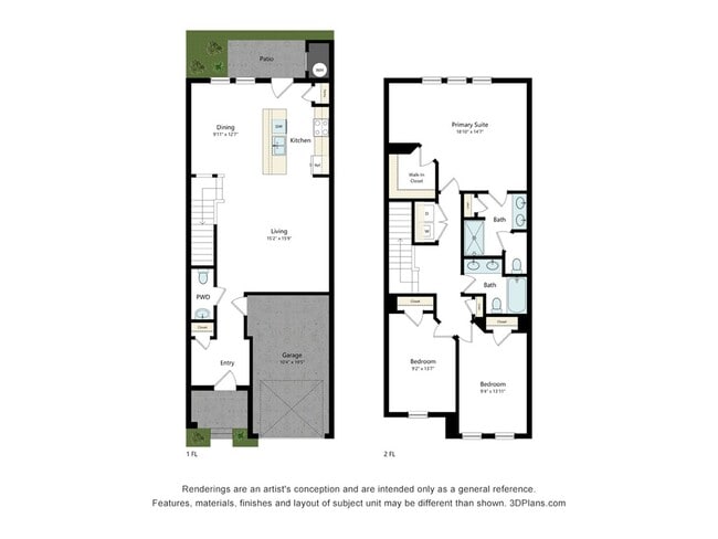 Plano de planta Clove en Covey Homes Greene (157 m²) - Covey Homes Greene
