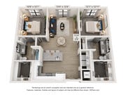 Experience contemporary living with this elegant two-bedroom apartment layout.