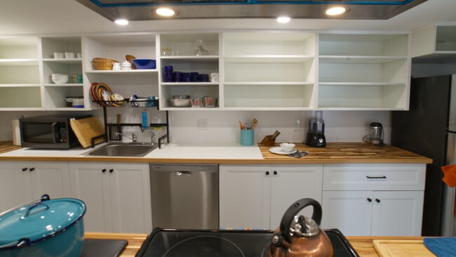 Kitchen. Lots of supplies and small appliances. Fun drainboard over the sink lets water drip - 4157 SE Brooklyn St Unit B-FullFlat