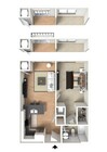 One Bedroom Unit F (1F1-27) 1FB-27 (w Balcony) 1FJ-27 (w Juliet Balcony) F Emerald Premier 621_3D