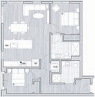 Explore this thoughtfully designed 2-bedroom apartment featuring a spacious living area and kitchen with Juliet balcony access.