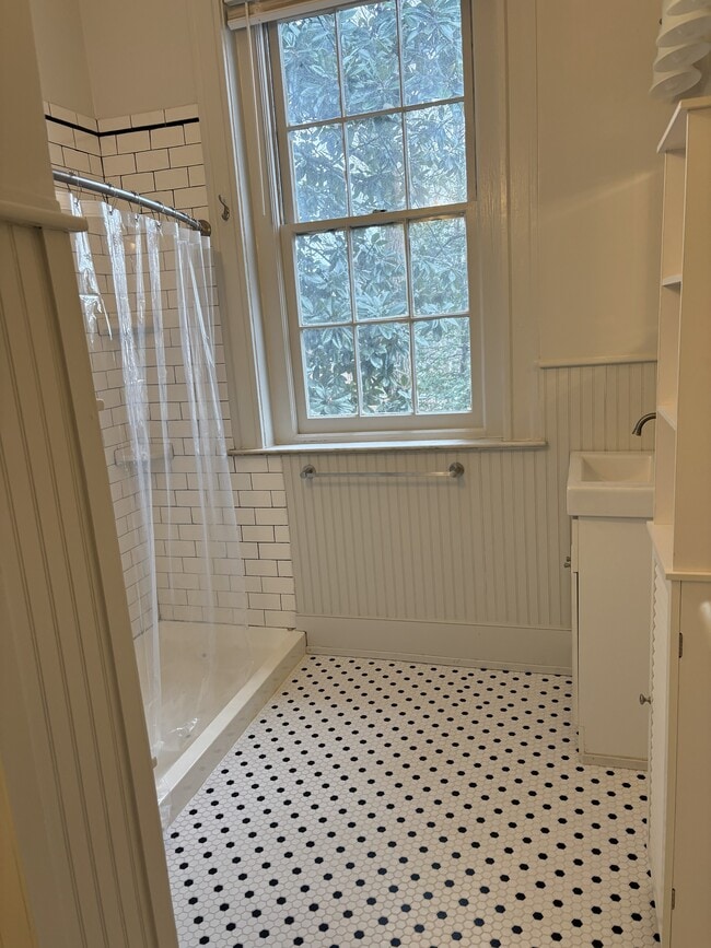 Bathroom shower & sink w/ new tile floor! - 1445 S 4th St Unit 2
