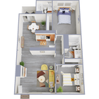 Two Bedroom One Bath Floor Plan