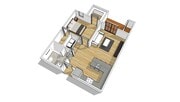 1 dormitorio, 1 baño - 3D