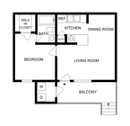 1 BR x 1 BA - A Floorplan