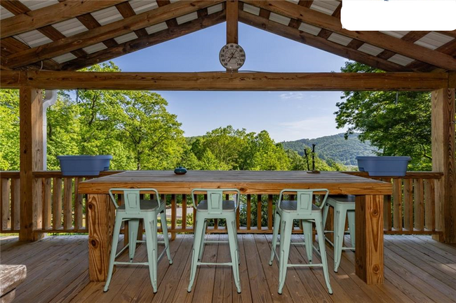 View From front deck with table and gas fireplace - 511 Leon Coffey Rd House