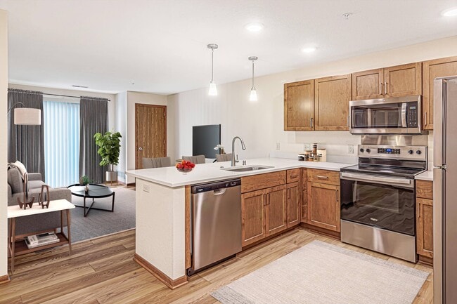 One bedroom, one bath open concept - Brookfield Highlands Apartments 55+