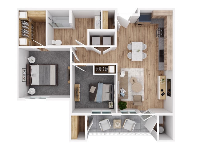 1BR, 1BA - 607SF - Floorplan (Type A)