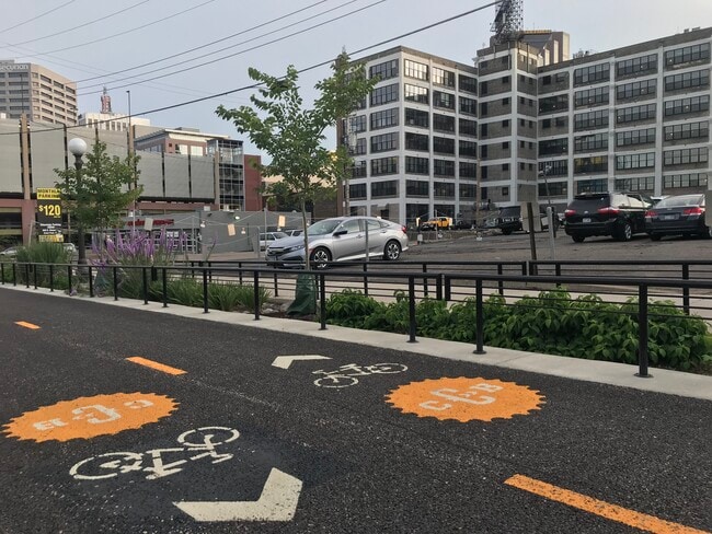 Bike path in back of building