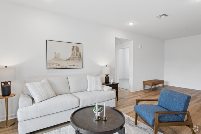 3BR, 2BA - 1,076SF - Living Room/Dining Room