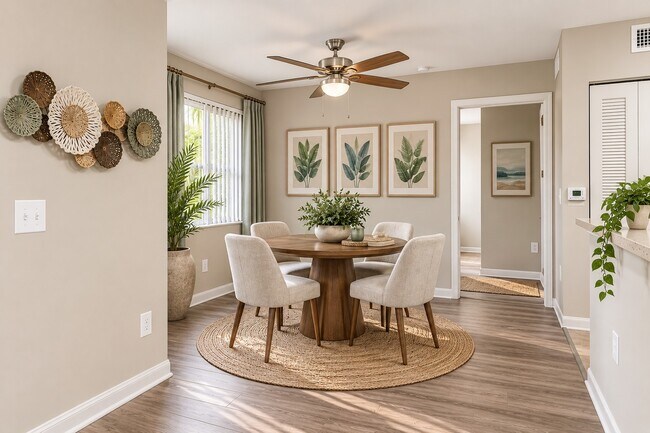 Elevate your lifestyle at Club Lake Pointe with this stylish dining area, featuring natural light and modern decor. This inviting space is perfect for gatherings and creating memories. Schedule your tour today to see it for yourself!