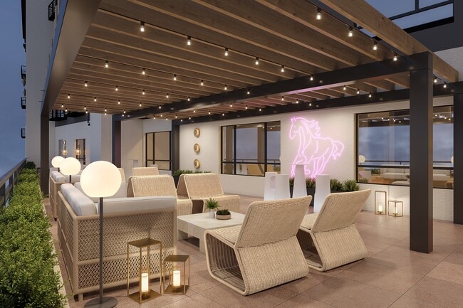 Terraza elevada para residentes - The Highrailer Apartments