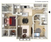 2 bedroom 2.5 bath w/ Study