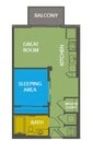 S2: 0bed 1bath