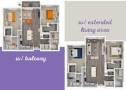 A4 The Captivating 2/2 with balcony and with extended living area