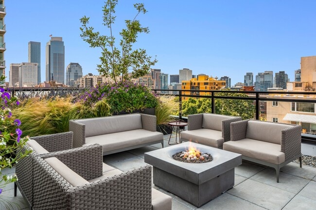 Roof deck with grills, fire pits and seating